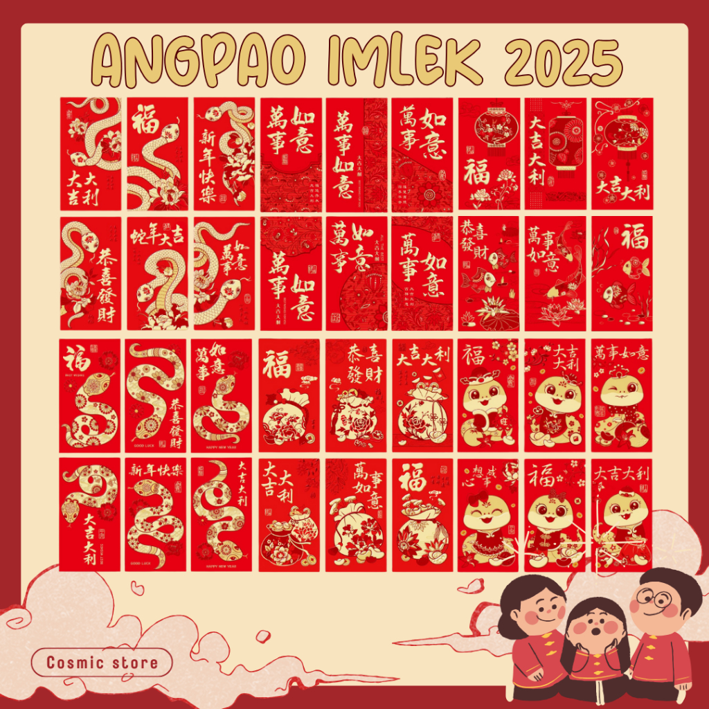 

Cosmic - ANGPAO IMLEK PANJANG 2025 ISI 6 LEMBAR/ANGPAO PANJANG/ANGPAO CIAGEK/ANGPAO MERAH/ANGPAO IMLEK TAHUN ULAR/ANGPAO 2025