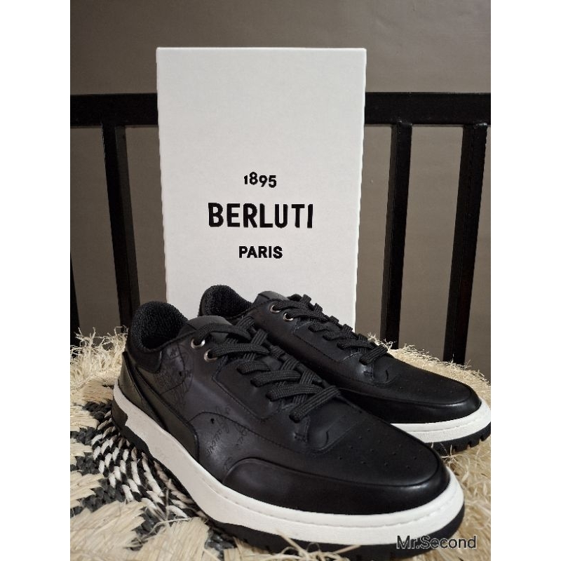 SEPATU SNEAKERS KULIT PRIA HITAM SHOES CASUAL KULIT BERLUTI