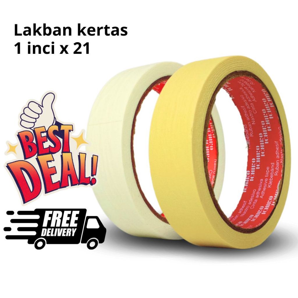 

1 Inci x 21 lakban kertas ICHIRO Tape