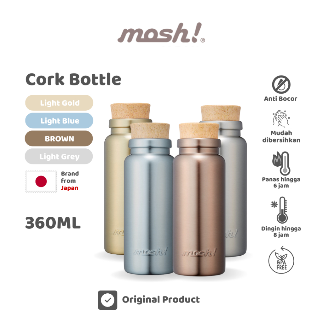 Mosh Cork Bottle Light - Botol Minum Termos Stainless 360ml