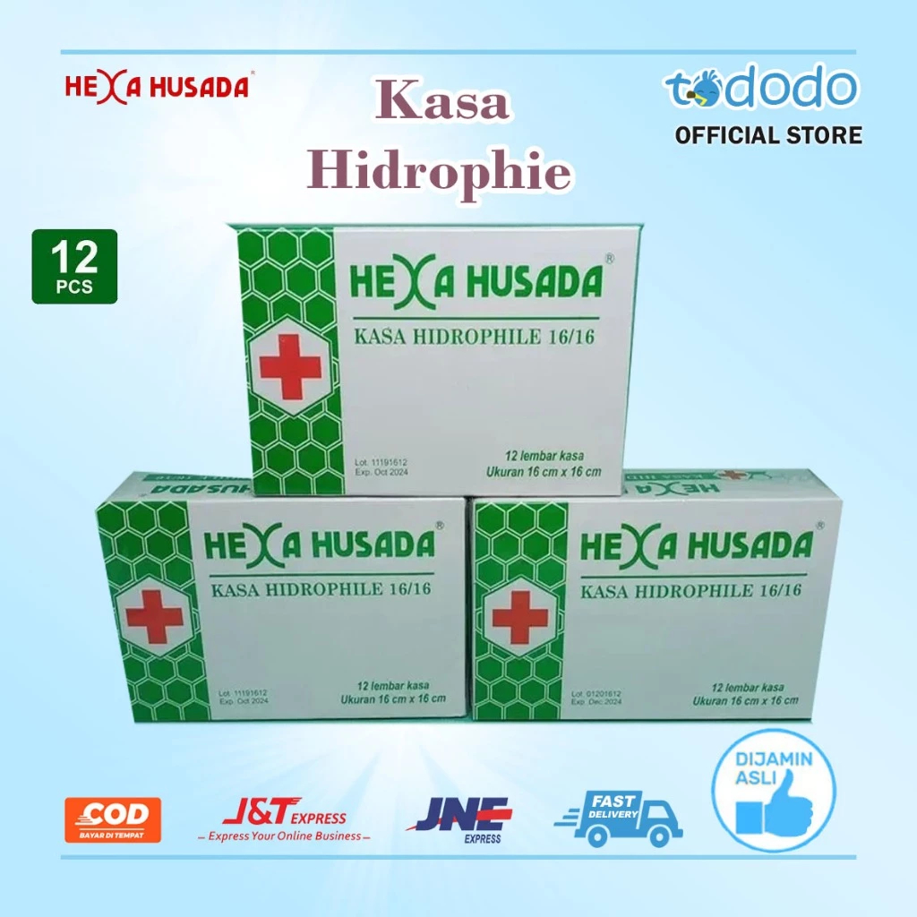 Kain Kasa Hexa Husada Kasa Steril Hidrofil isi 12 Lembar - Kasa Steril