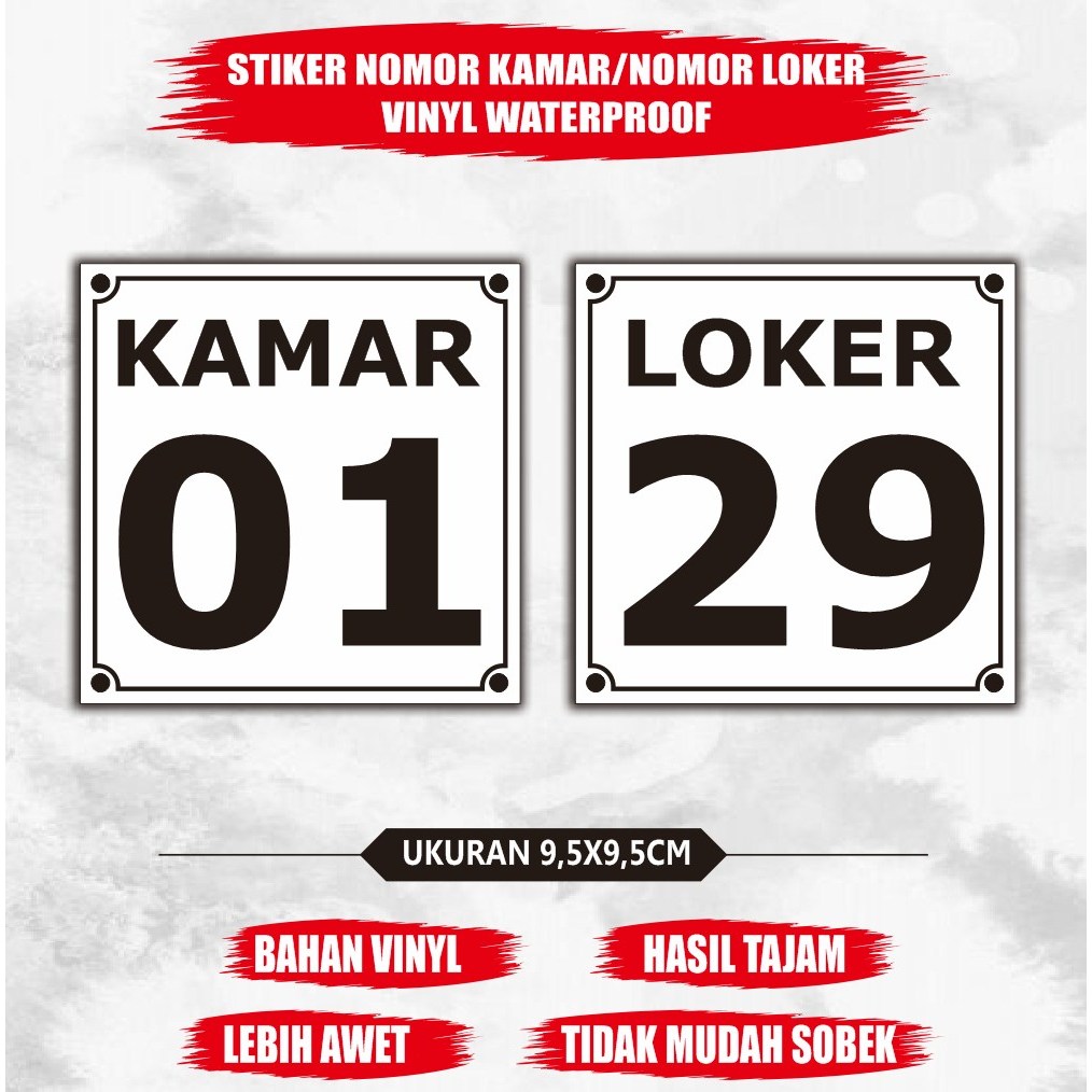 

Stiker vinyl nomor kamar - stiker vinyl nomor loker