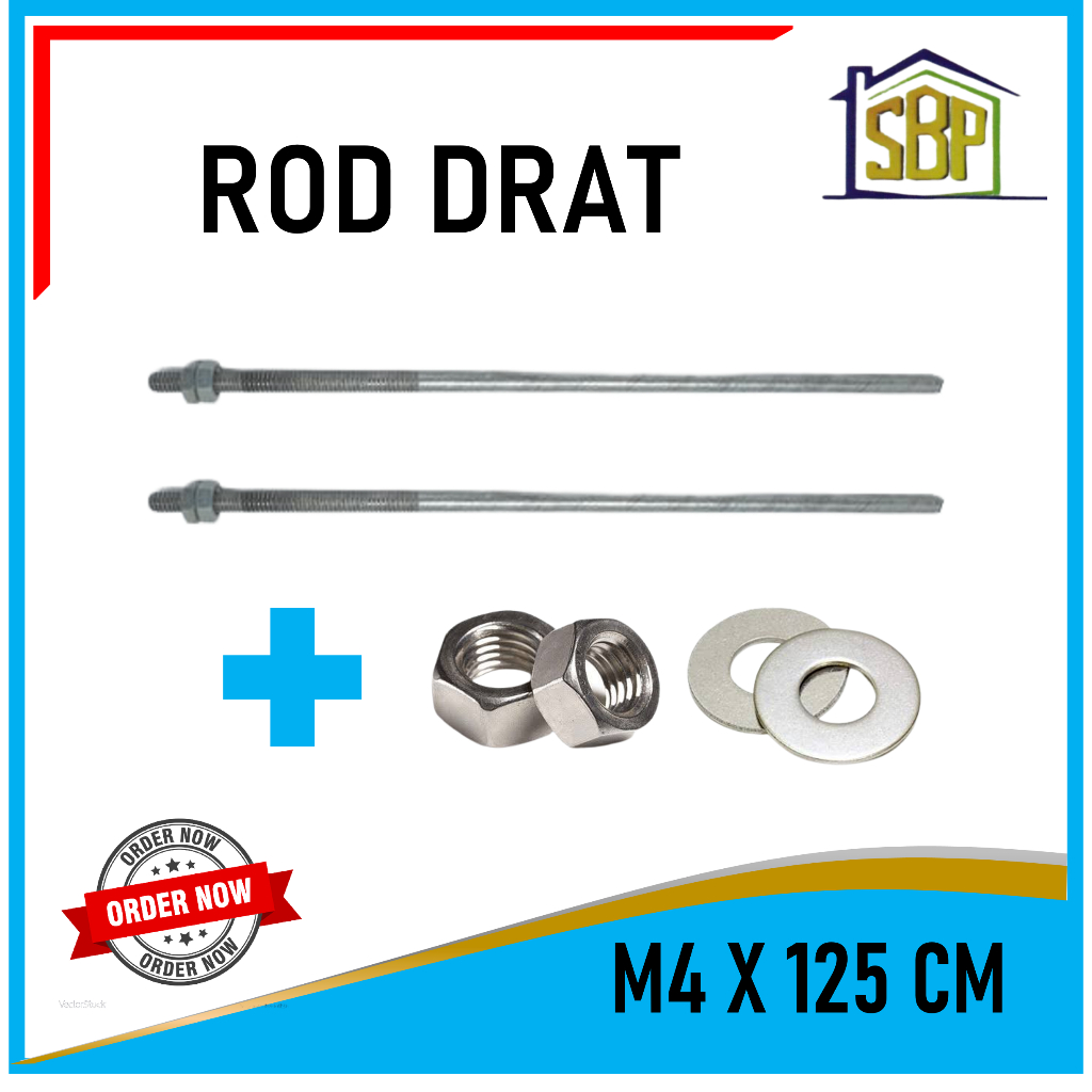 Rod Drat M4 x 125 Cm Suspension Rot Hanger Kawat Gantungan Rangka Plafon
