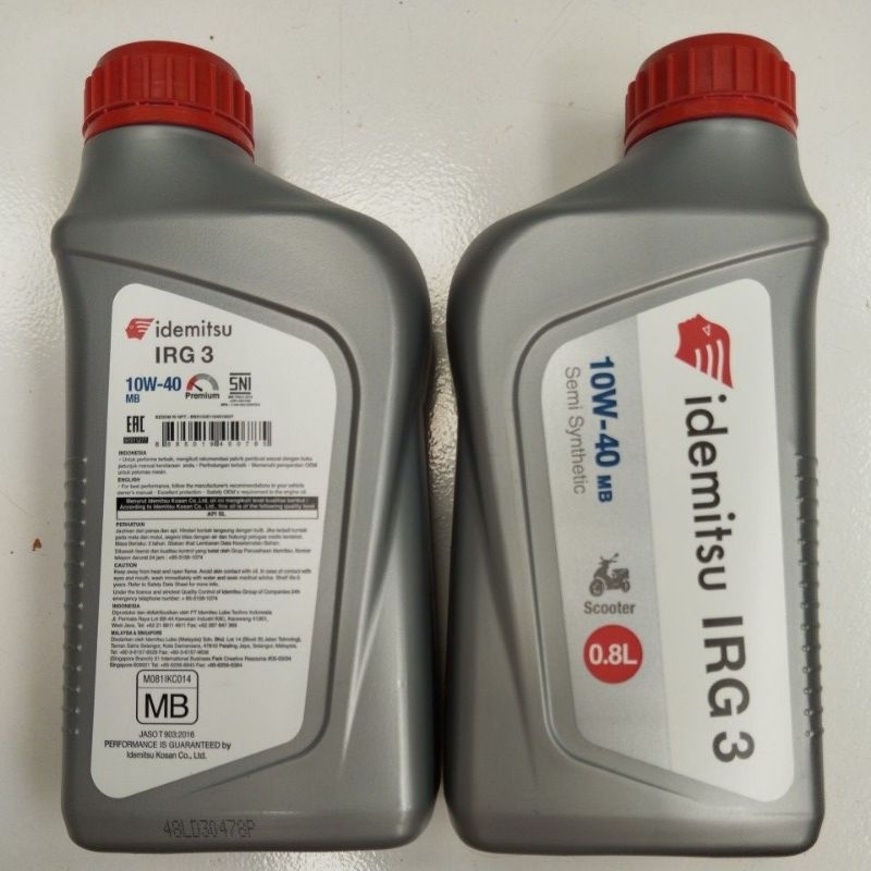 IDEMITSU IRG 3 SEMI SYN 10W40 JASO MB / OLI MOTOR MATIC IDEMITSU 10W40 (800ML)