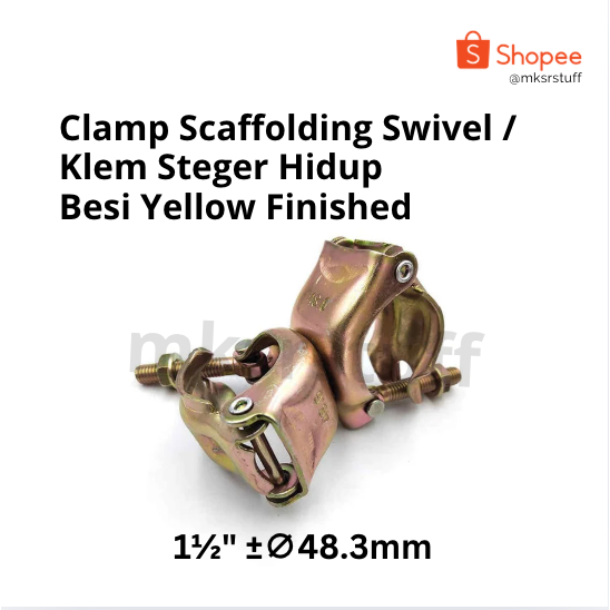 Clamp Scaffolding Swivel / Klem Steger Hidup (Yellow Finished / Besi)