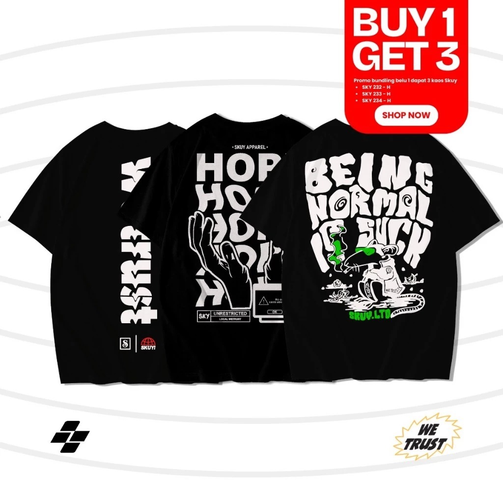 YSMYID [Buy 1 Get 3] - Kaos Skuy Dewasa Warna Hitam Lengan Pendek Bahan Cotton Combed 24s | We Trust