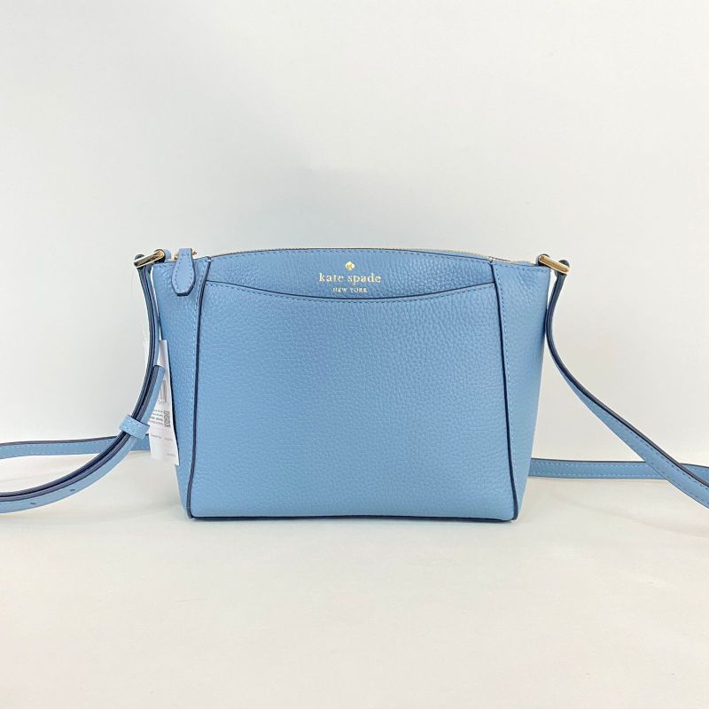 KS monica pebbled leather crossbody polished blue