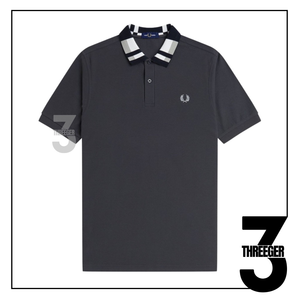 Fred Perry Chequerboard Collar Polo Anchor Grey Original / Polo Fred Perry Original