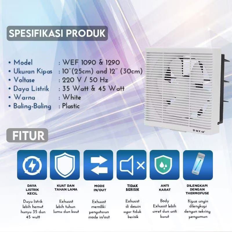 Exhaust fan dinding 12inc SEKAI WEF-1290, angin keluar dan masuk