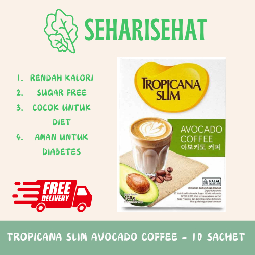 

Tropicana Slim Avocado Coffee 10 Sachet 14gr - Kopi Susu Nikmat Tanpa Gula Pasir