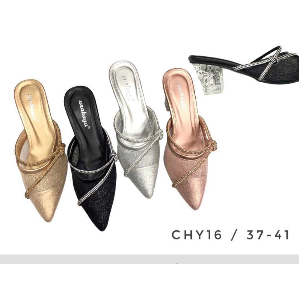 Anakaya selop sendal pesta wanita CHY 16 hitam 37-41
