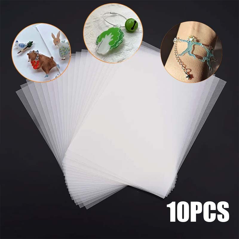 10pcs Kertas Shrink Shrink Paper Diy Heat Shrink Sheets Shrink Plastic Printable 20x27 Cm