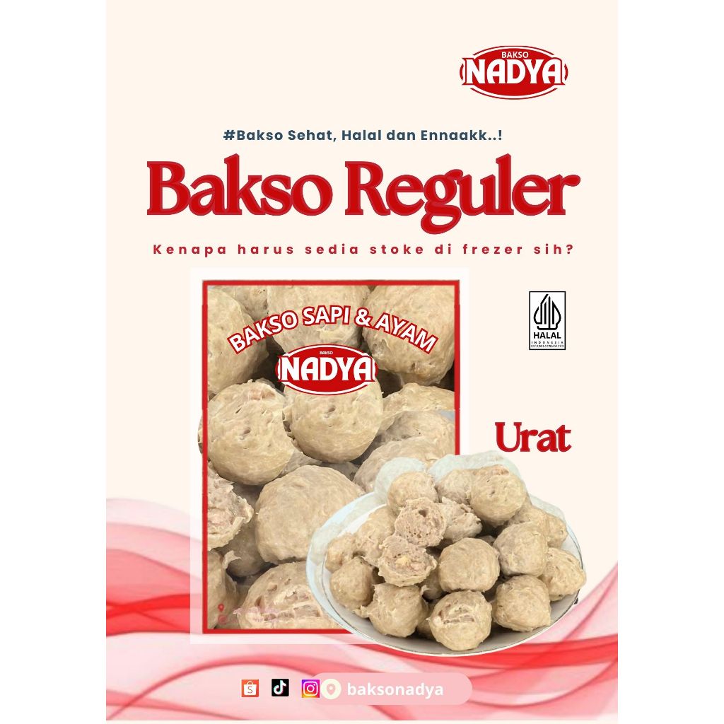 

Bakso Urat daging Sapi dan Ayam Nadya Halal BPOM Reguler Urat (Campuran bakso daging sapi dan daging ayam)