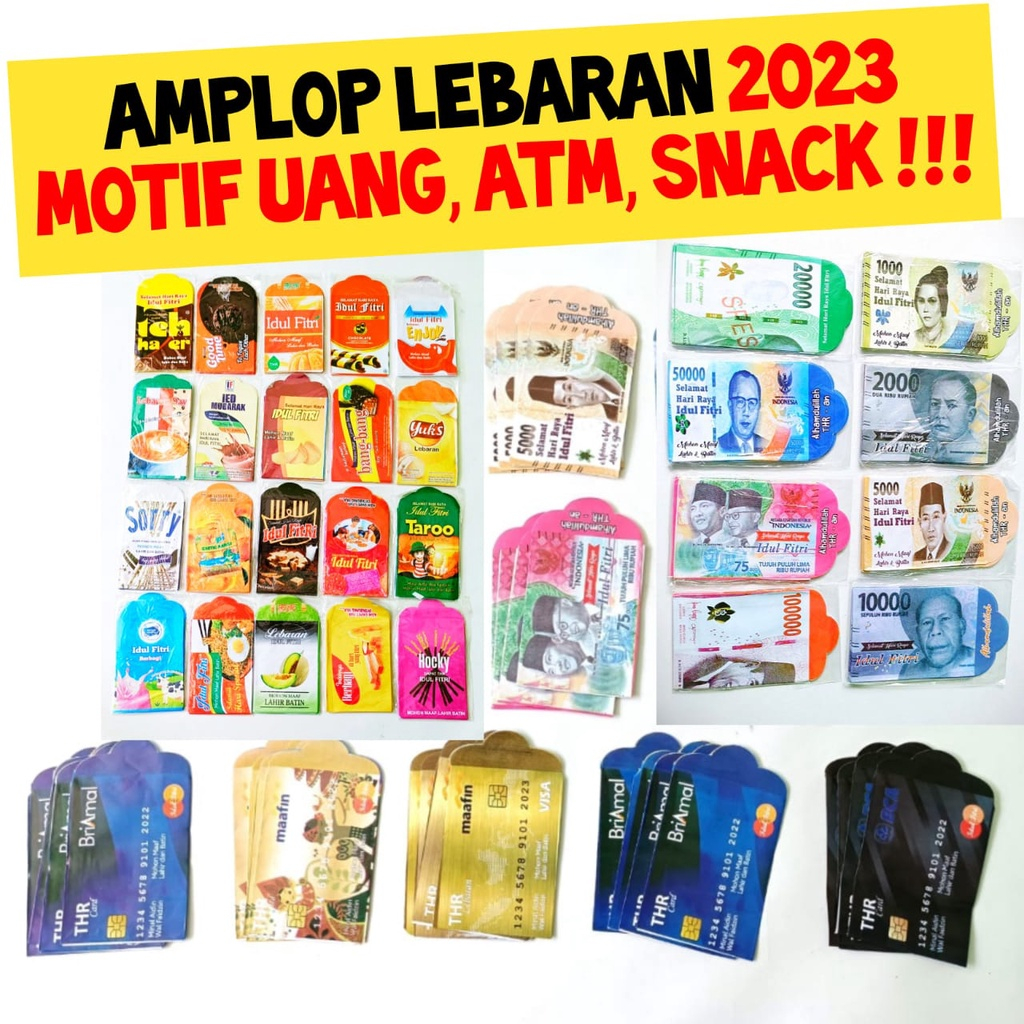

AMPLOP LEBARAN MOTIF UANG ATM SNACK KARTUN / AMPLOP LEBARAN UNIK 1PACK ISI 8 pcs / 7x12cm