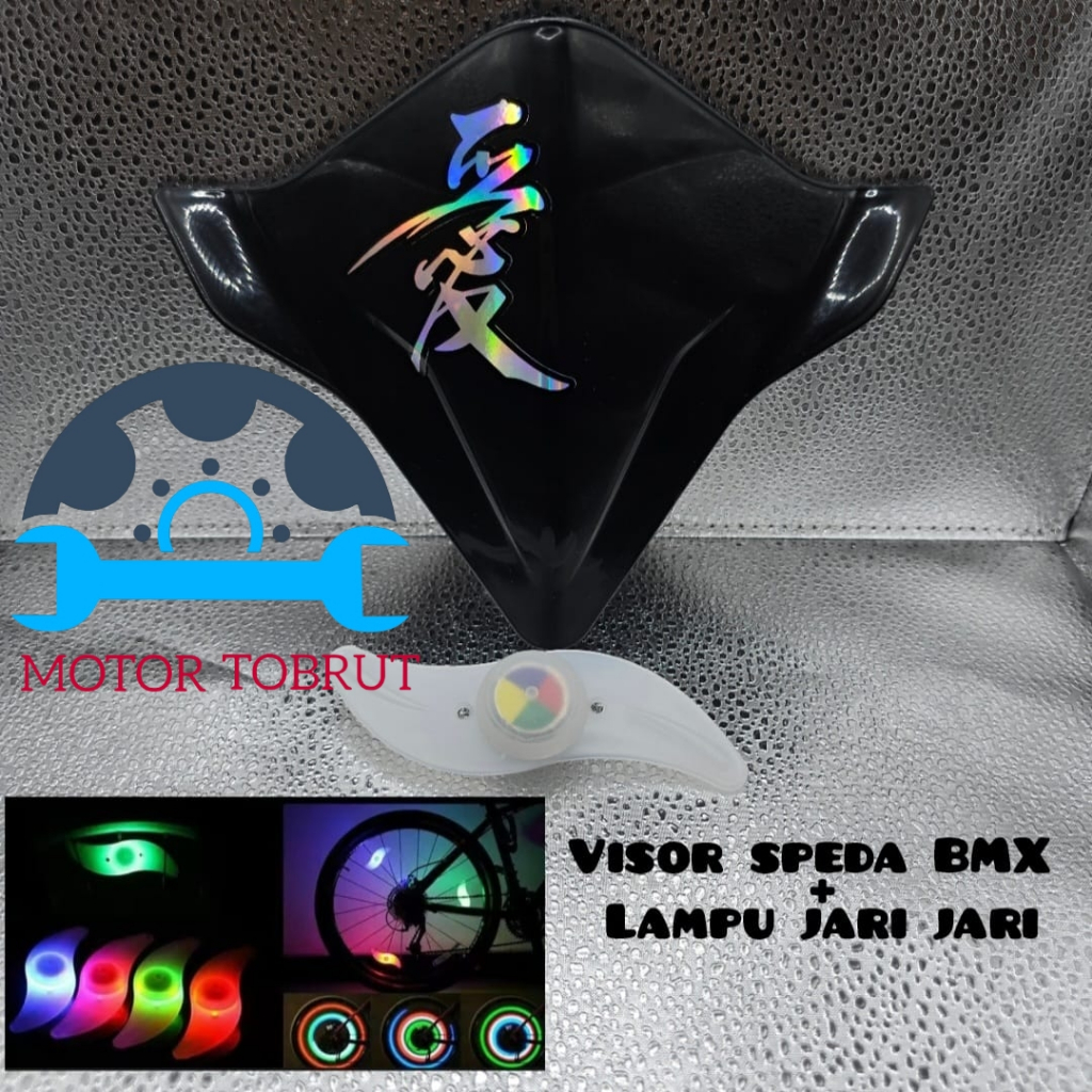 lampu jari jari led sepeda lampu hias keren sepeda warna RGB +visor sepeda BMX