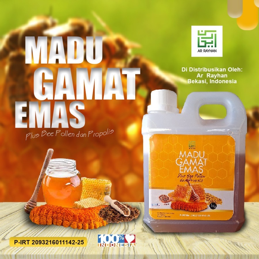 

Madu PLUS Gamat Emas, Bee Pollen dan Propolis / Madu Super Kalimantan - Penyembuhan Luka dalam / Pasca Operasi Menguatkan Tulang Netto 1kg
