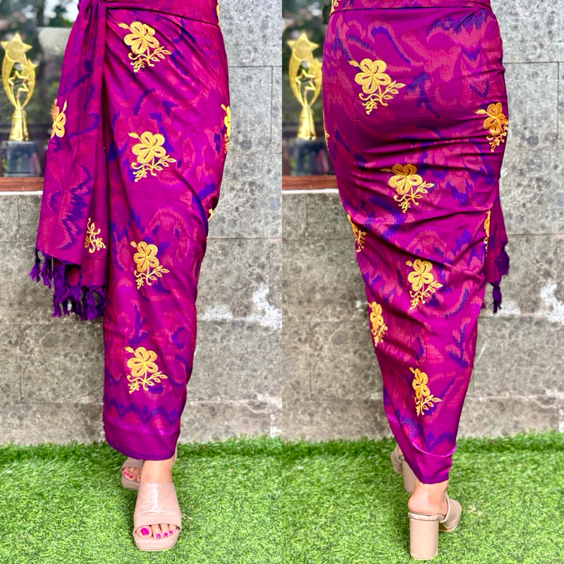 Endek mastuli Lasem bordir pucuk set selendang