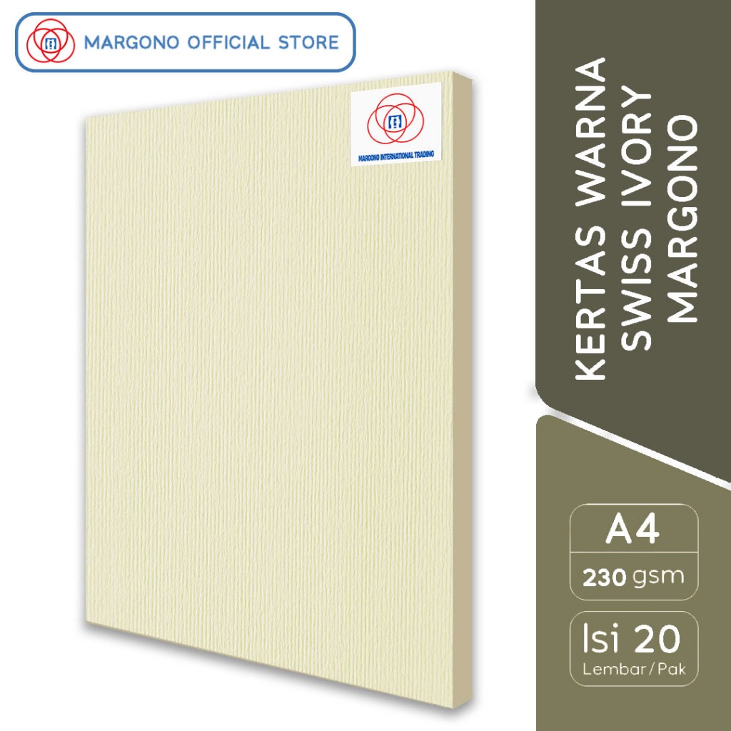 

Margono Kertas Warna A4 Swiss Ivory 230 gsm - 20 Lembar