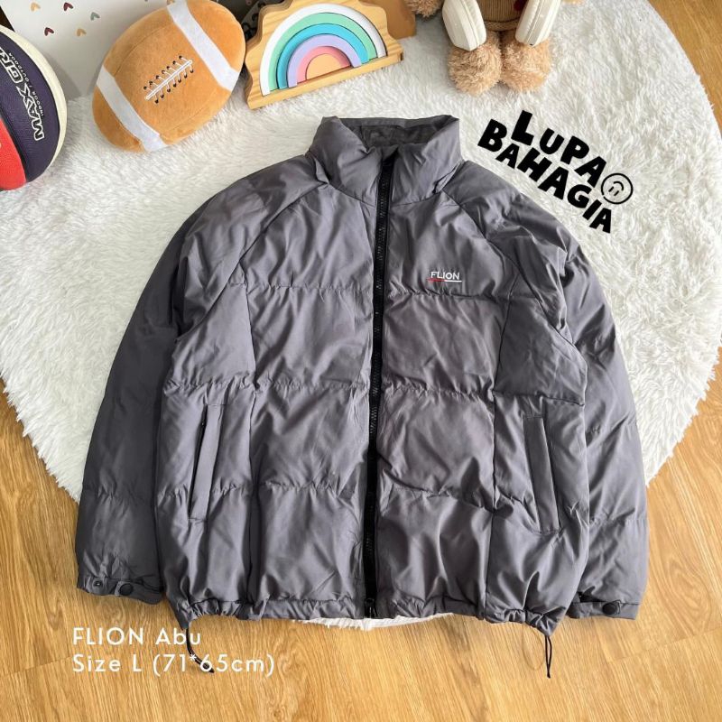 FLION Grey Gelembung Puffer Jaket size L • 100% Original