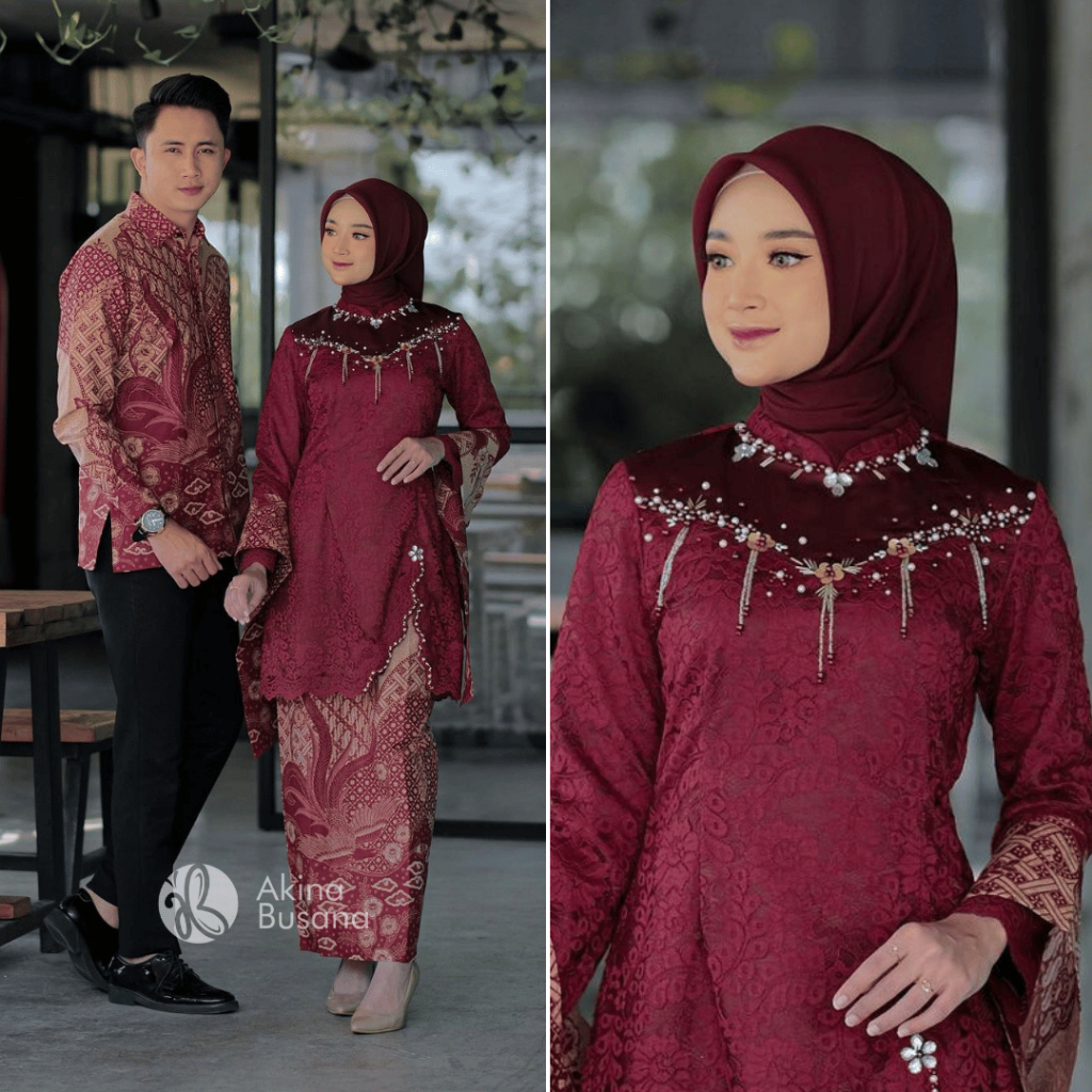 Kebaya Couple Modern Kebaya Wisuda Lamaran Tunangan Setelan Tunik Batik Baju Couple Kondangan Terbar