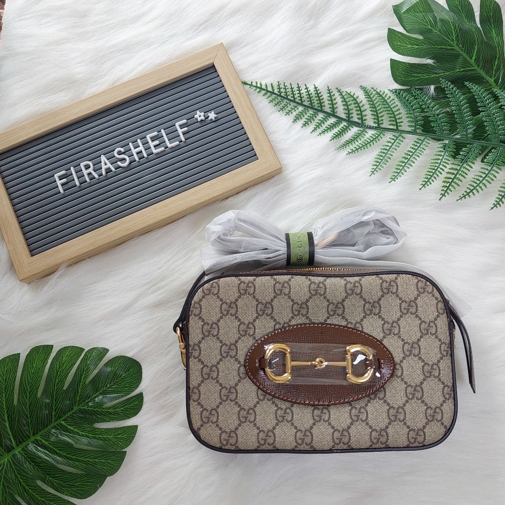 gucci horsebit 1955 GG supreme canvas small bag