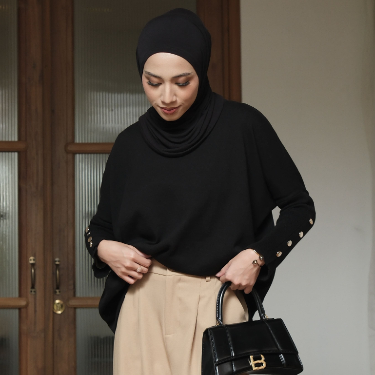 GONEGANI OFFICIAL - Atasan Sweater Wanita Lengan Kancing Evora Sweater