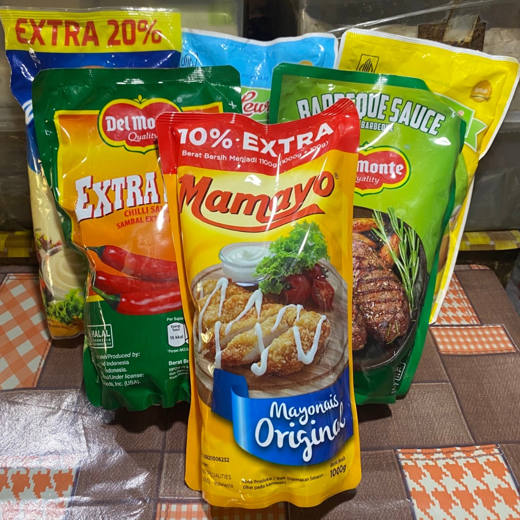 

Saos Extra Hot Cabe Delmonte REFILL 1KG,Delmonte Tomat 1KG,MAMAYO Mayonise 1KG