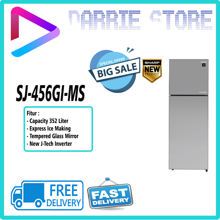 SHARP SJ-456GI-MS KULKAS SHARP 2 PINTU SJ-456GI SJ-456 SJ456 SJ456GI SJ456GIMS