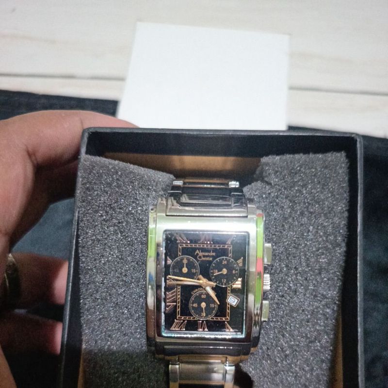 Jam tangan kotak Chronograph AC Alexandre Christie preloved second bekas