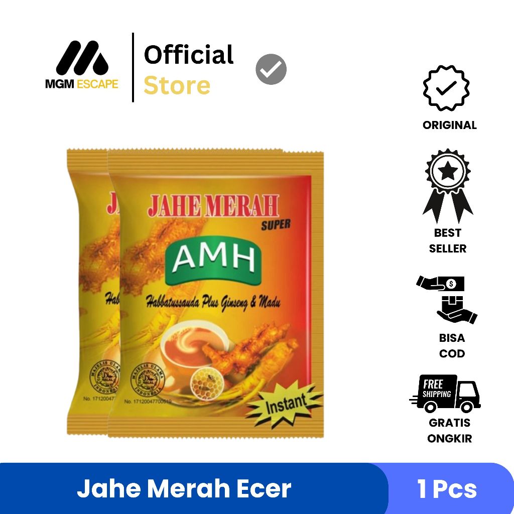 

Jahe Merah Super AMH sachet Minuman Jahe Instan Bubuk Untuk Daya Tahan Tubuh 1 Sachet