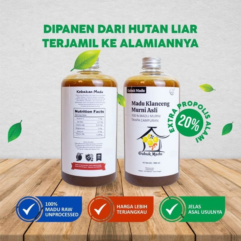 

Madu Klanceng / Kelanceng Full Beepolen , Royal Jelly dan Propolis Kemasan 500 ML