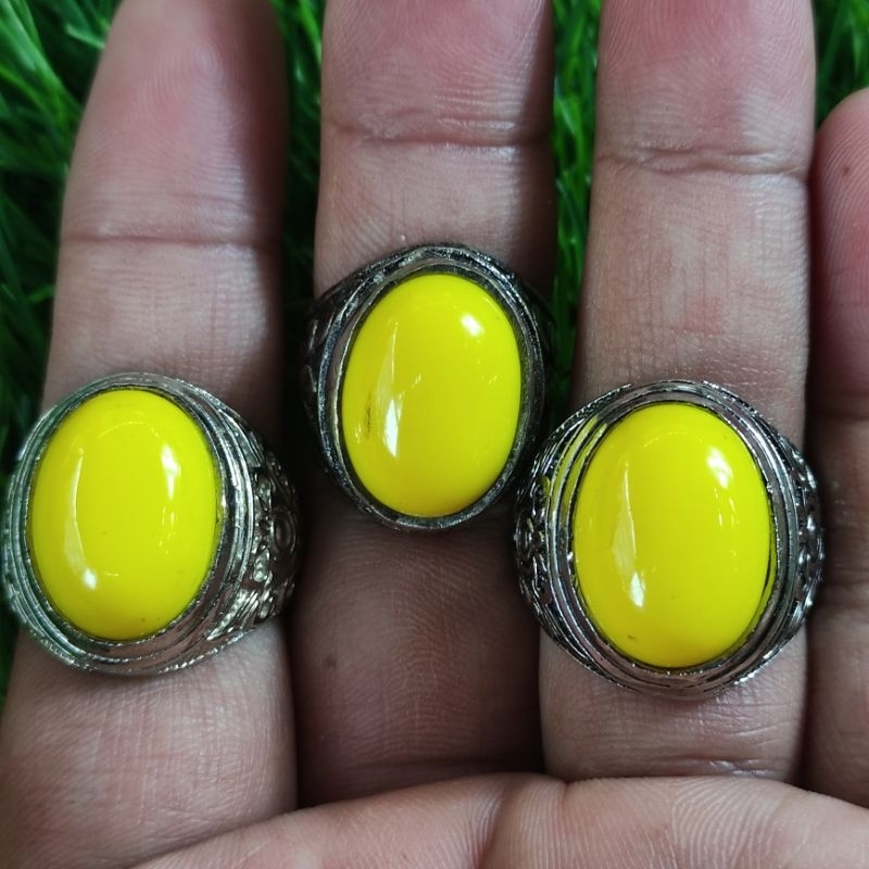 cincin batu akik kembang Johar ring alpaka bali super