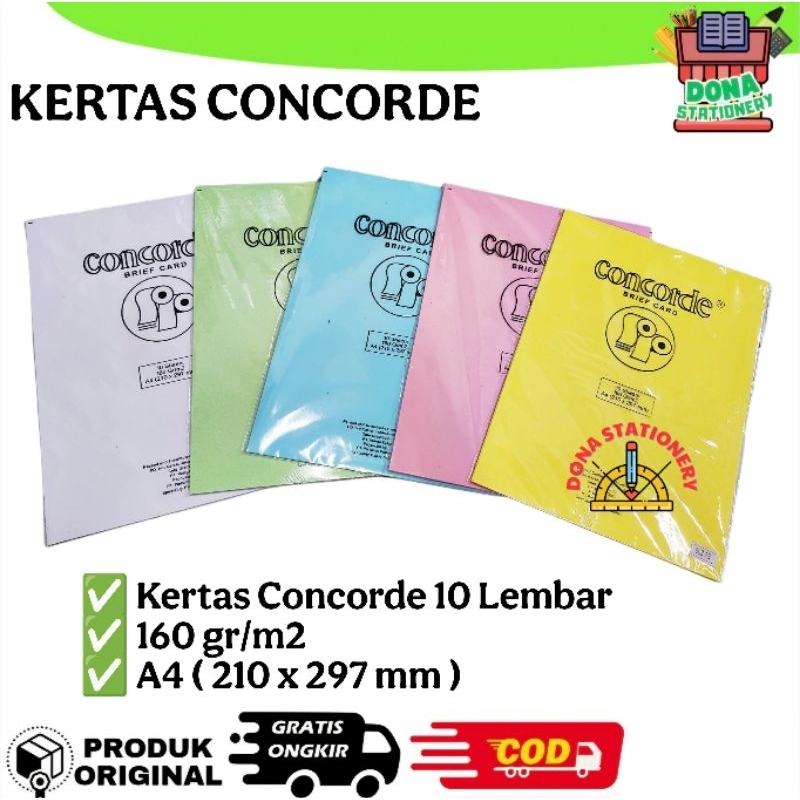 [ 1 PACK ] KERTAS CONCORDE A4 WARNA-WARNI | KERTAS CONCORDE A4 | KERTAS CONCORDE MURAH