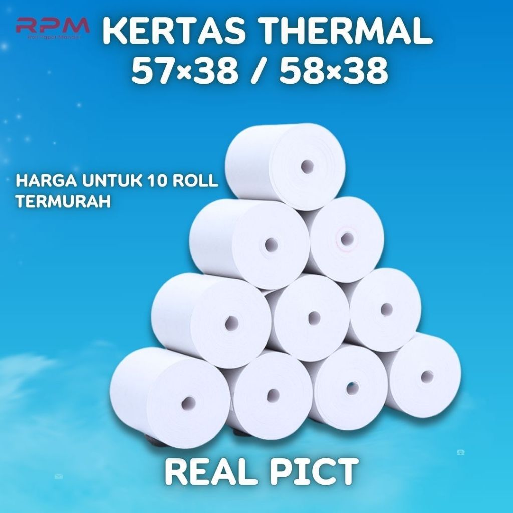 

Dck 10 Roll Kertas Struk Thermal 57x38 Coreless Kertas Kasir Termal 58x38 Printer Bluetooth Edc