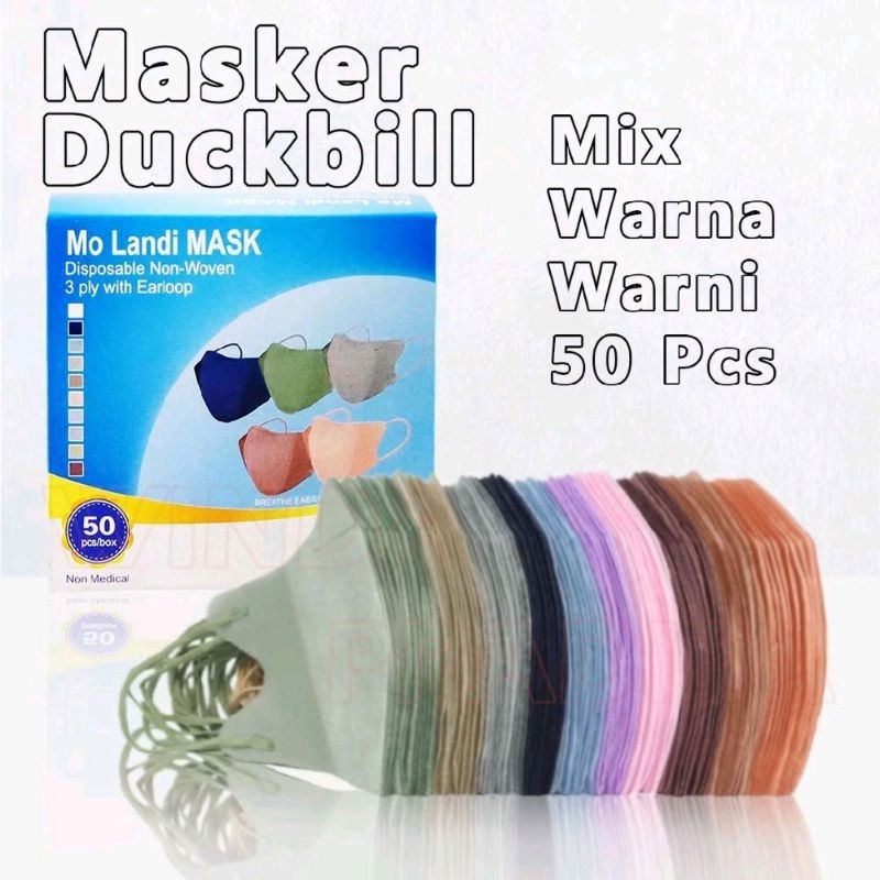 Asiri Duckbill Masker Hijab Warna Warni ~ Masker Duckbil Hijab 50pcs