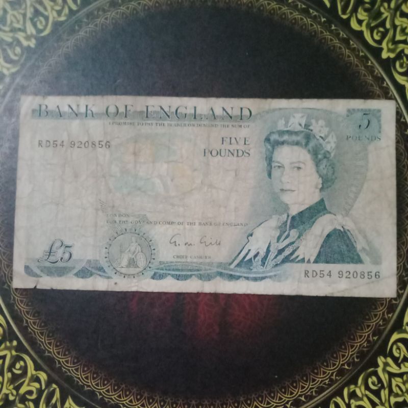 Uang Inggris England 5 pound fine