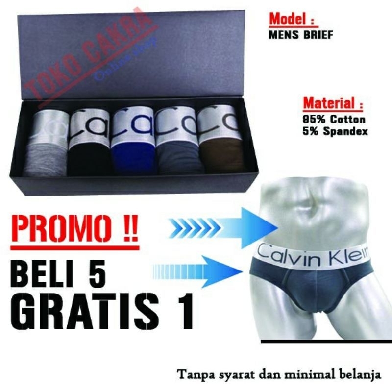 isi 6 calvin klein celana dalam pria beli 5 bonus 1