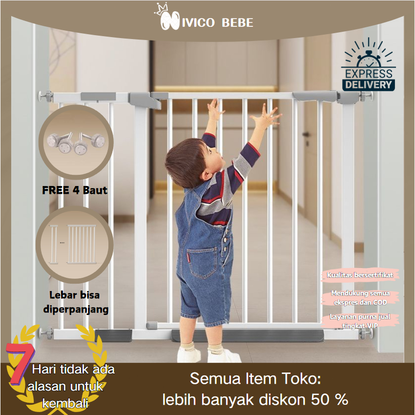 NIVICO BEBE Baby Safety Gate Pagar Pintu Bayi Penghalang Pintu Bayi Pagar Tangga Bayi Pagar Pengaman