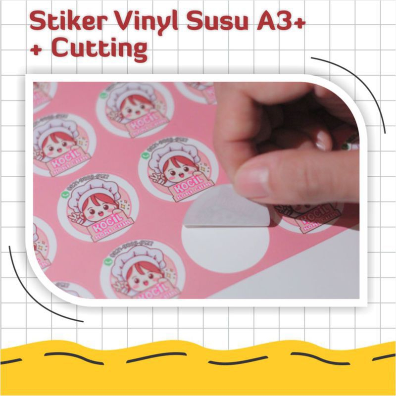

CETAK STIKER LABEL KEMASAN KOMUNITAS NAMA DLL FREE CUTTING / 1 LEMBAR A3+ ISI RATUSAN STIKER GLOSSY