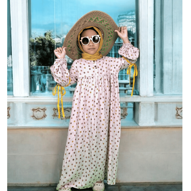 Florina gamis Bunga Cantik anak lucu umur 6-12 th homydress