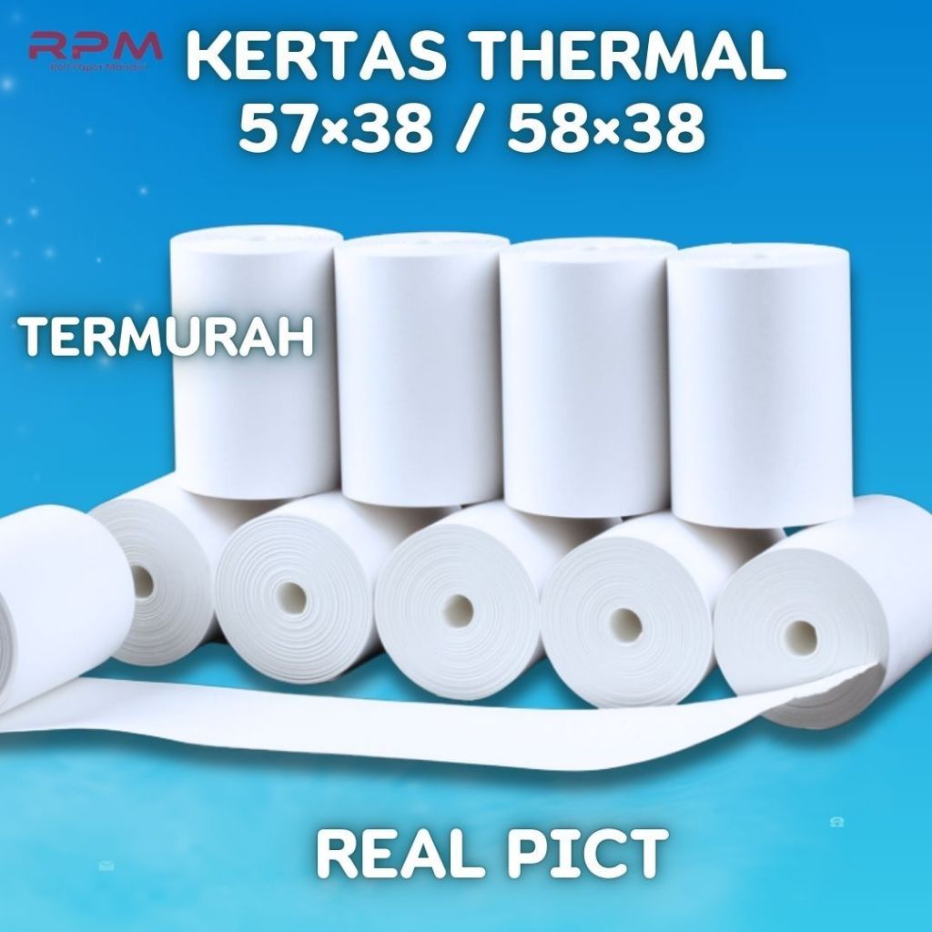 

Kertas Struk Thermal 57x38 Coreless 58x38 Termal Roll Kasir 57x38mm Printer Edc Bluetooth Portable