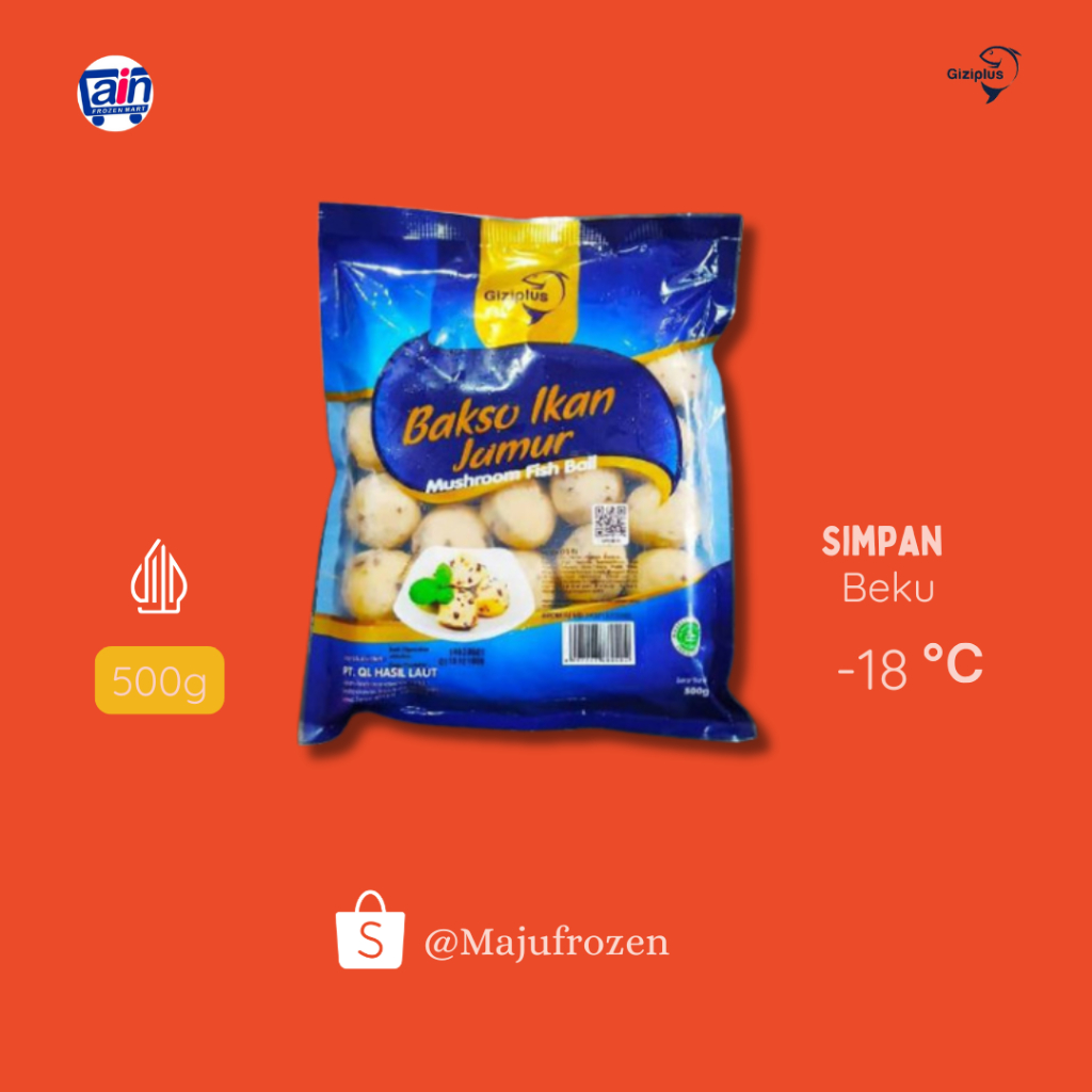 

GIZIPLUS MUSHROOM FISH BALL BAKSO IKAN JAMUR 500 GRAM [GROSIR]