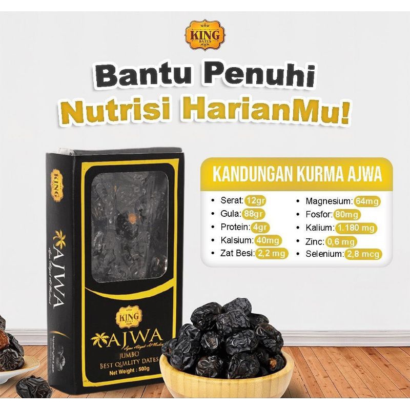 

Kurma King Dates Ajwa Jumbo Syifa Herbal Alami