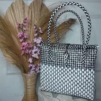 Tas box anyaman jali premium tutup koper size M & L/ Shopping box bahan jali