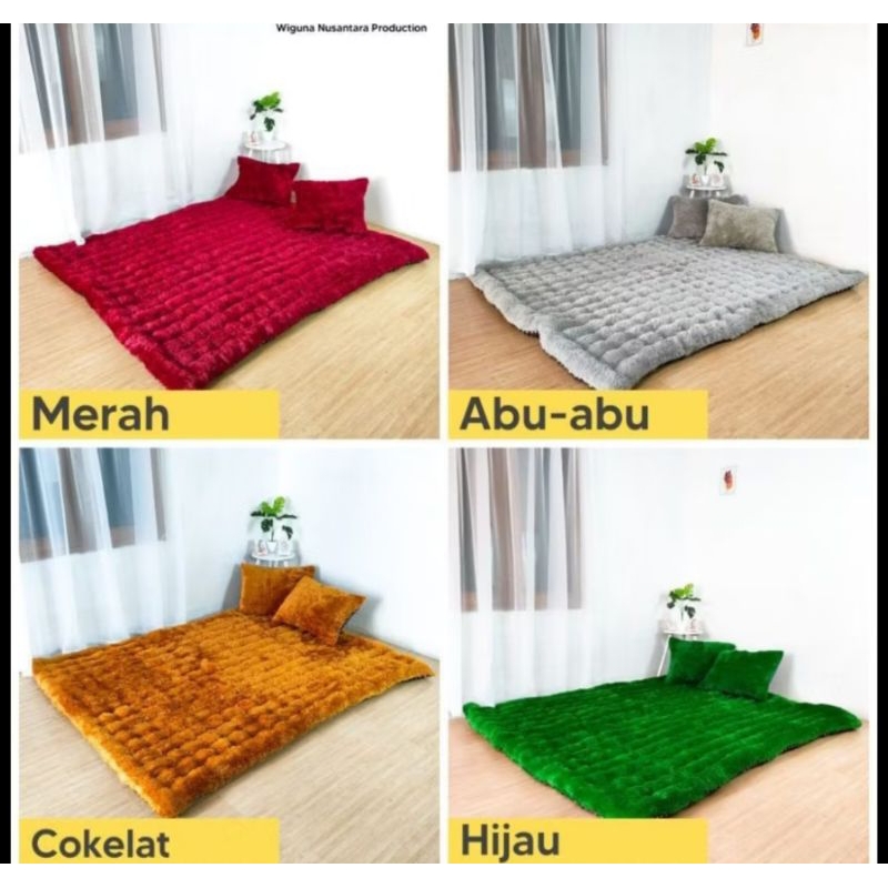 Tilam Gender Kasur Lantai Bulu Rasfur Ukuran Kain 200cm Ukuran Real -+140x180cm Tebal 8/10cm.