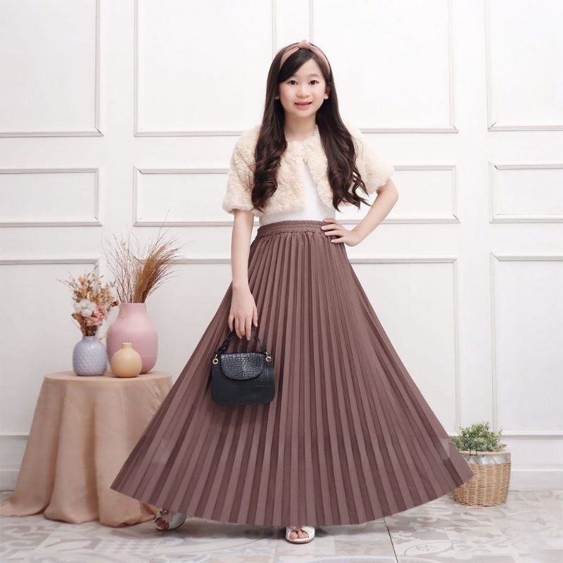 ROK PLISKET  ANAK 4-14 TAHUN/ROK ANAK PEREMREMPUAN PANJANG/ROK PLISKET PANJANG/ROK PLISKET ANAK