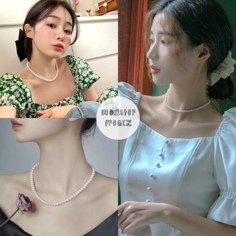Basic Royal Pearl Necklace | Kalung Beads Mutiara Manik manik Korea, Perhiasan Wanita Pria Kekinian,
