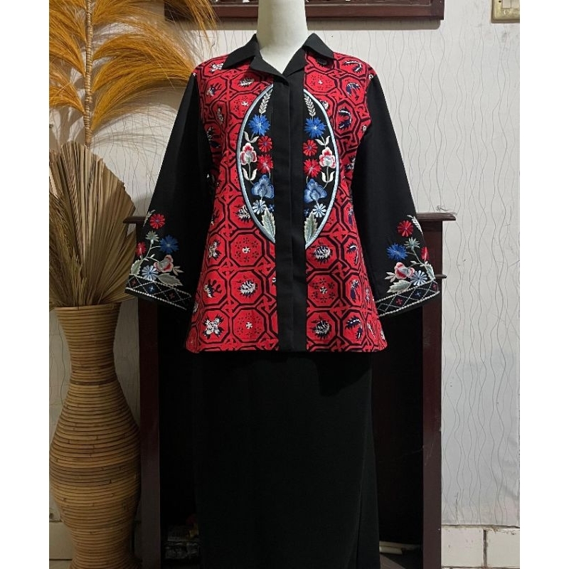 blouse batik kombinasi bordir