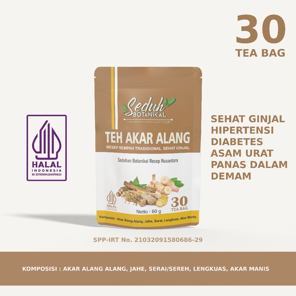

SEDUH BOTANIKAL Teh Akar Alang Sehat & Detox Ginjal Resep Teh Rempah JSR 30 Tea Bag