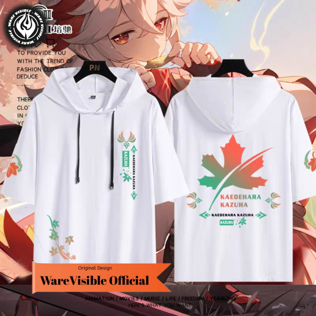 WareVisible Jacket Hoodie Lengan Pendek GENSHIN KAEDEHARA KAZUHA Pullover Oversize Korean Style Unis